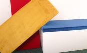 Olivae poef deksel rechthoek in mohair stof - blauw